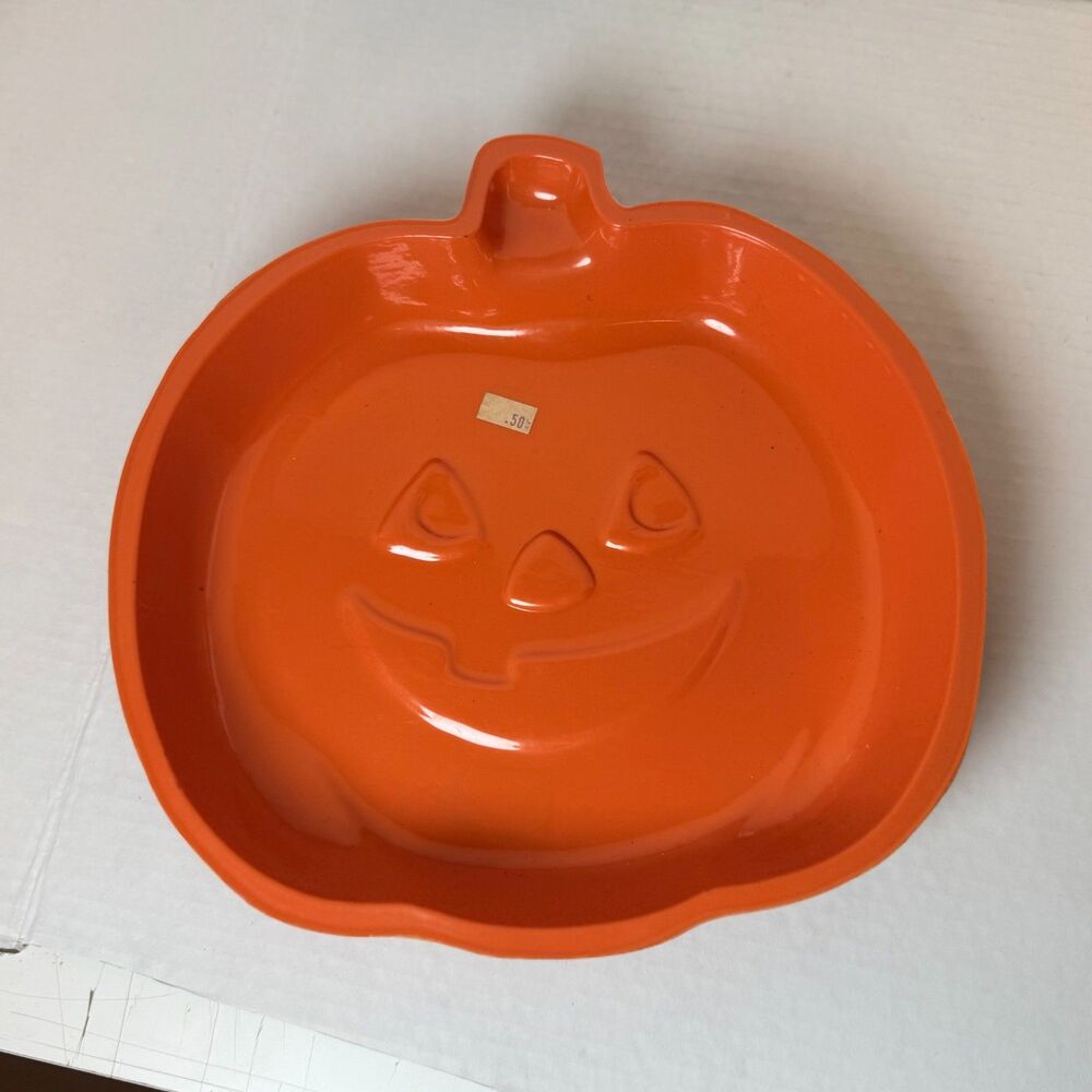 Rare Set of 10 Vintage Hallmark Plastic Jack-O-Lantern Pumpkin Party Plates10x10